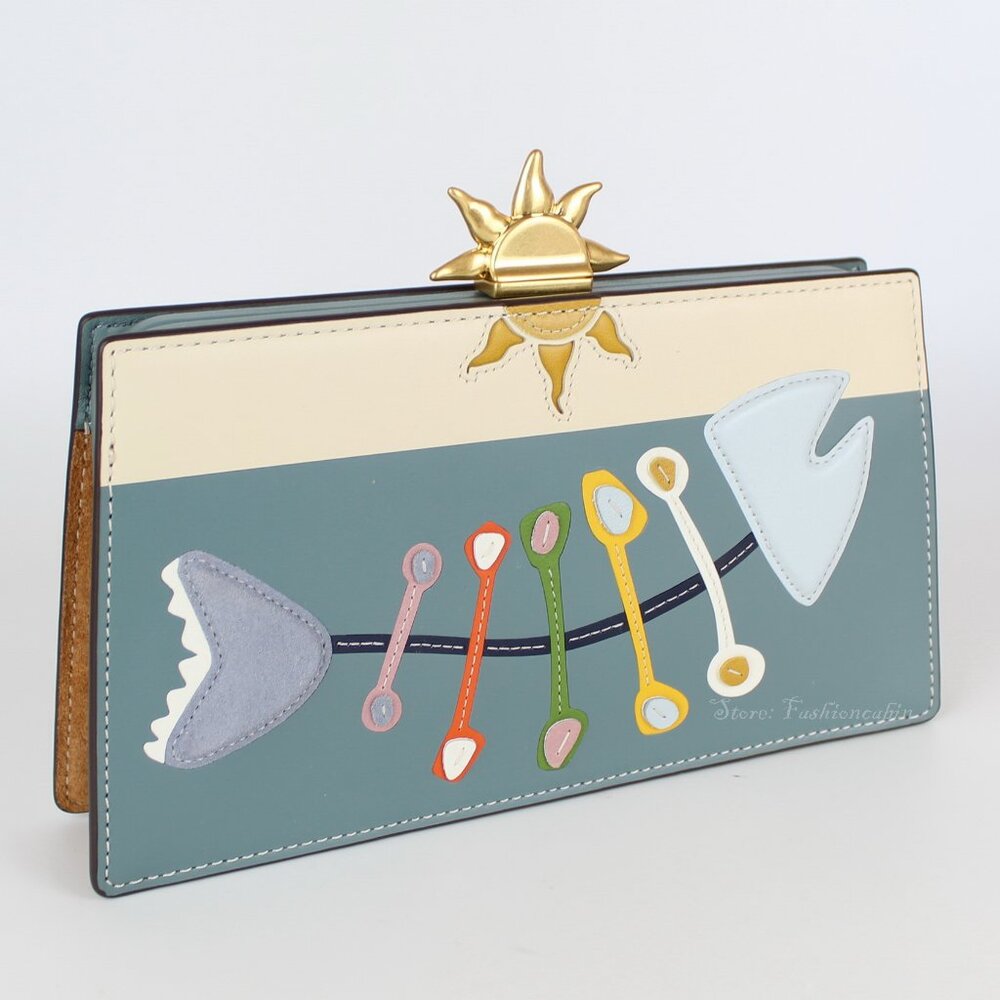 NWT TORY BURCH Fish-appliqué Frame Leather Bag, Everyday Office to Party/ Event - Picture 7 of 16